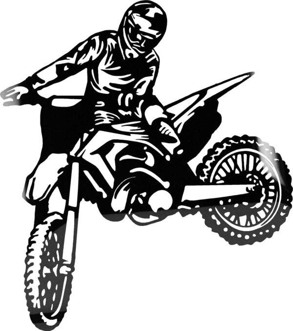 Black Metal Art Piece Depicting Dirt Bike