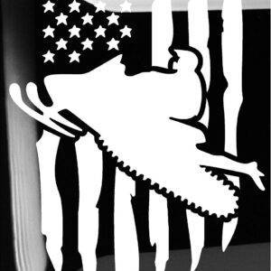 Glossy Metal Art Depicting Snowmobile and American Flag