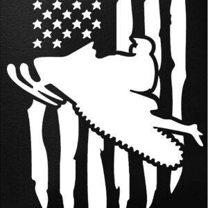 Matte Metal Art Depicting Snowmobile and American Flag