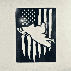 Metal Art Depicting Snowmobile and American Flag