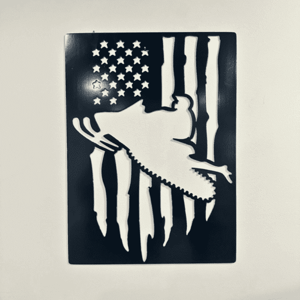 Metal Art Depicting Snowmobile and American Flag
