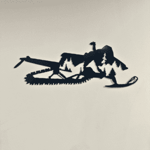 Metal Snowmobile Art in Black