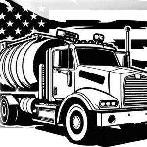 Glossy Metal Art Depicting Commercial Truck and American Flag